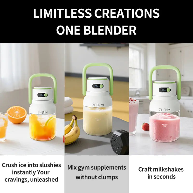 Portable Cordless Blender 33oz BPA-Free USB Rechargeable Smoothie Maker for Ice Crushing & Two Servings